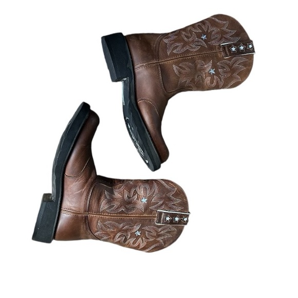 Ariat Women's Square Toe Short Boots Flame Stitch & Stars Leather vintage 9.5B - Picture 4 of 16